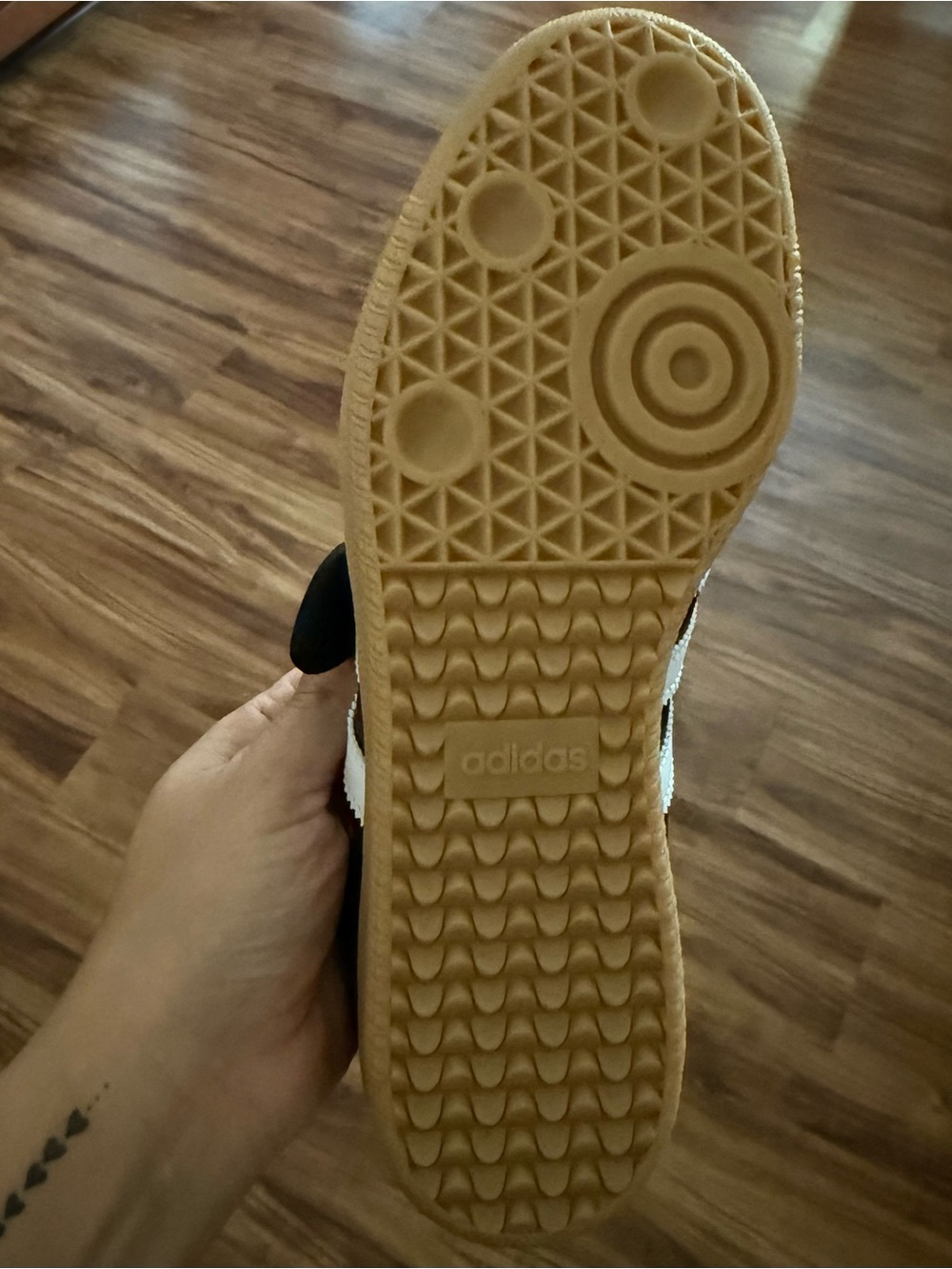 adidas women’s Samba Velcro Sneakers in Black, White & Gum - Picture 2 of 9